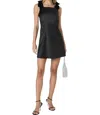 French Connection Carey Velvet Bow Straps Satin Mini Dress Blackout In Black