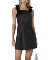 French Connection Carey Bow Shoulder Satin Minidress In Blackout
