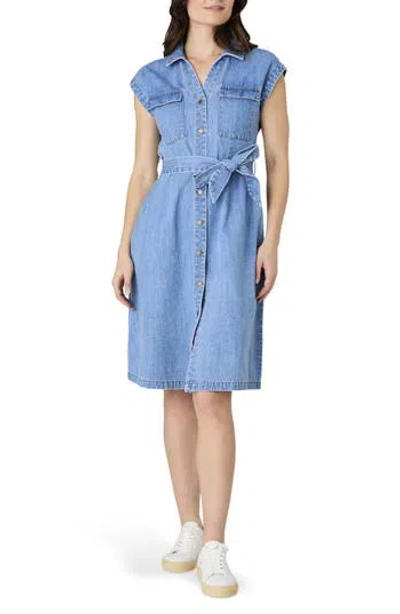 French Connection Carter Cap Sleeve Denim Shirtdress In Light Wash