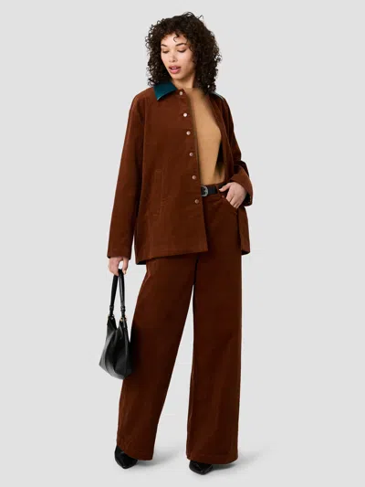 French Connection Casey Corduroy Contrast Collar Jacket In Chestnut Brown