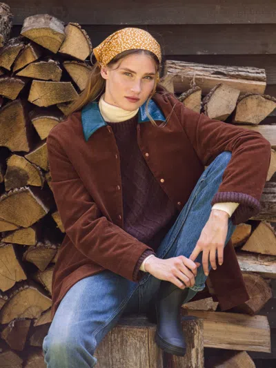 French Connection Casey Corduroy Contrast Collar Jacket In Gray