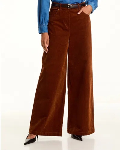French Connection Casey Corduroy Wide Leg Pants In Brown