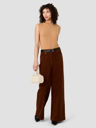 French Connection Casey Corduroy Wide Leg Pants In Chestnut Brown