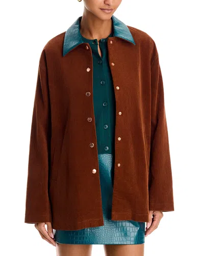 French Connection Casey Cotton Stretch Corduroy Coat In Burgundy