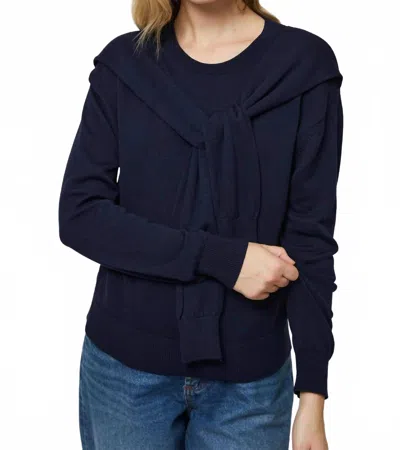 French Connection Cashmere Blend Tie Sweater In Marine In Blue