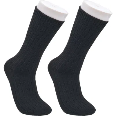 French Connection Cashmere Flat Crew Sock 2-pack In Black