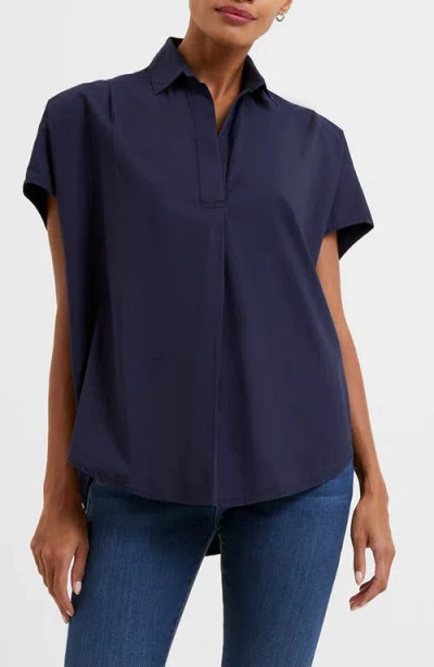 French Connection Cele Rhodes Cotton Poplin Top In Marine