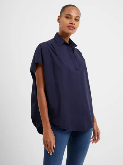French Connection Cele Rhodes Poplin Short Sleeve Shirt  Tops In Blue