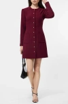 French Connection Celie Long Sleeve Button Front Minidress In Red