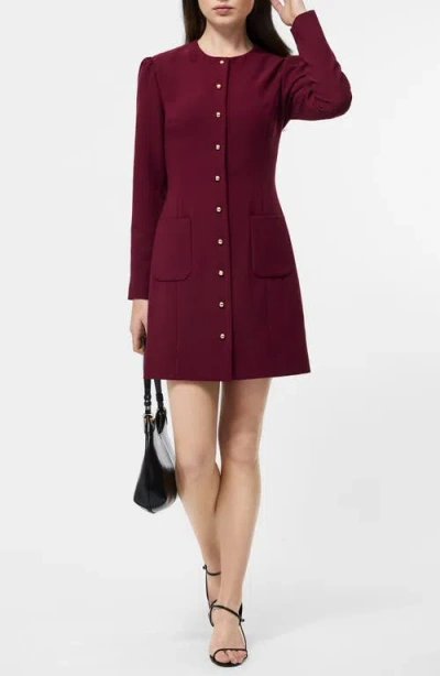 French Connection Celie Long Sleeve Button Front Minidress In Red
