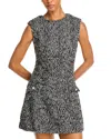 French Connection Womens Herringbone Polyester Mini Dress In Black/white