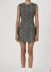 French Connection Chantelle Herringbone Sleeveless Shift Dress In Black/white In Multi
