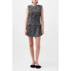 French Connection Womens Herringbone Polyester Mini Dress In Black-white