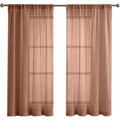 French Connection Charter Crushed Set Of 2 Curtain Panels In Dusty Pink
