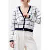 French Connection Check Cardigan In Classic Cream-marine