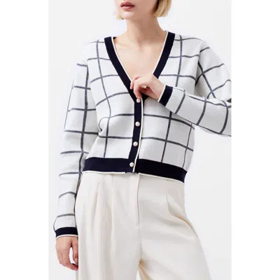 French Connection Check Cardigan In Classic Cream-marine