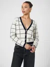 French Connection Womens Check Print Button Front Cardigan Sweater In Cream