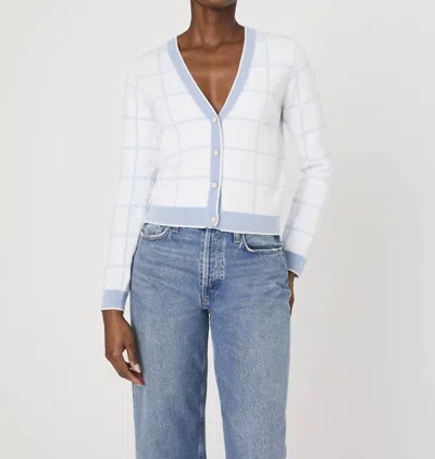 French Connection Check Cardigan In Sky Blue/white