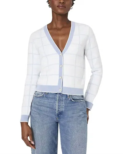 French Connection Check Cardigan In Summer White/sky Blue
