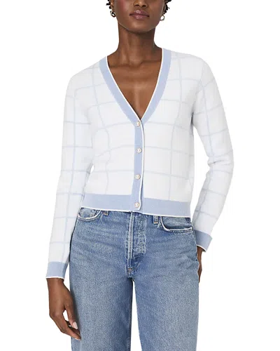 French Connection Check Cardigan In Summer White-sky Blue