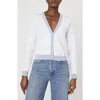 French Connection Check Cardigan In White
