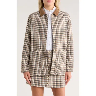 French Connection Check Plaid Corduroy Collar Jacket