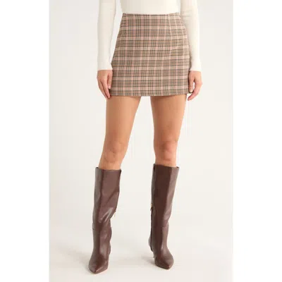 French Connection Check Plaid Patch Pocket Miniskirt In Brown