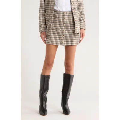 French Connection Check Plaid Patch Pocket Miniskirt In Brown