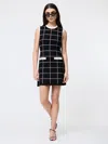 French Connection Check Sleeveless Crew Dress  Dresses In Blue