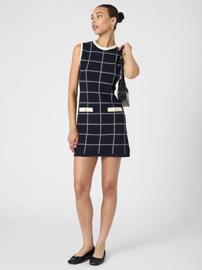 French Connection Check Sleeveless Crew Dress  Dresses In Blue