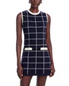 French Connection Check Sleeveless Sweater Minidress In Marine/classic Cream