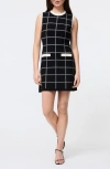 French Connection Check Sleeveless Sweater Minidress In Black