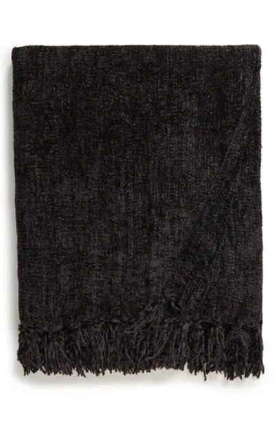 French Connection Chenille Fringe Trim Throw In Black