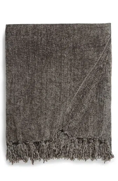 French Connection Chenille Fringe Trim Throw In Gray