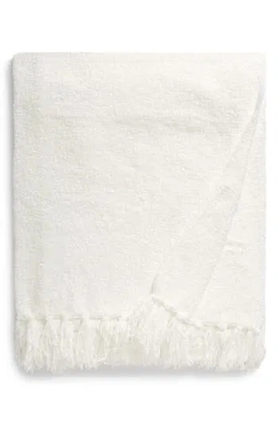 French Connection Chenille Fringe Trim Throw In White