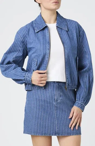 French Connection Cherrie Pinstripe Denim Jacket In Blue