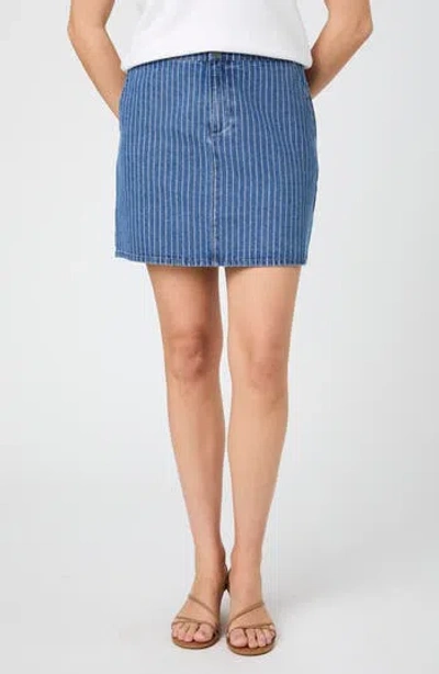 French Connection Cherrie Pinstripe Denim Miniskirt In Blue