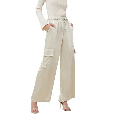 French Connection Chloetta Womens Satin Wide Leg Cargo Pants In Silver