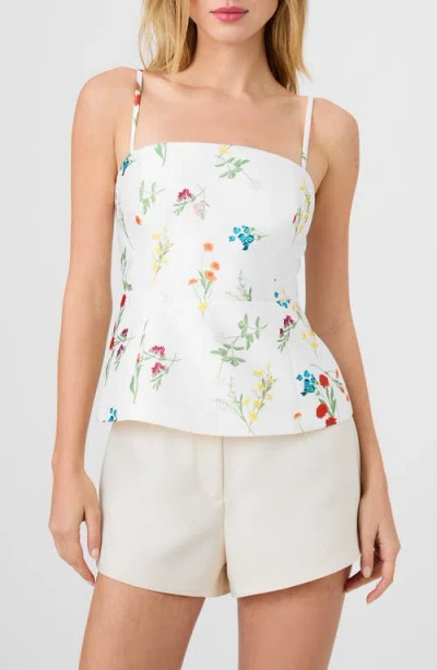 French Connection Christine Fleur Structured Taffeta Peplum Top In White