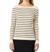 French Connection Classic Stripe Crinkle Long Sleeve Knit Top In Multi In Neutral