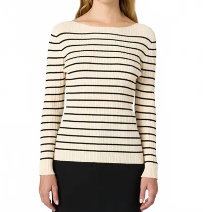 FRENCH CONNECTION CLASSIC STRIPE CRINKLE LONG SLEEVE KNIT TOP IN MULTI