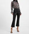 FRENCH CONNECTION CLAUDIA LEATHER STRETCH TROUSER IN BLACK