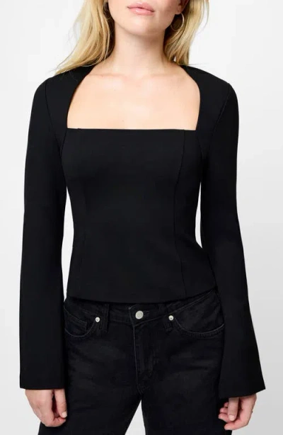 French Connection Cleo Ponte Long Sleeved Fitted Top In Black