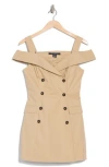 French Connection Cold Shoulder Trench Minidress In Khaki
