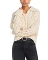 French Connection Collared Cable Knit Sweater In Porcelain