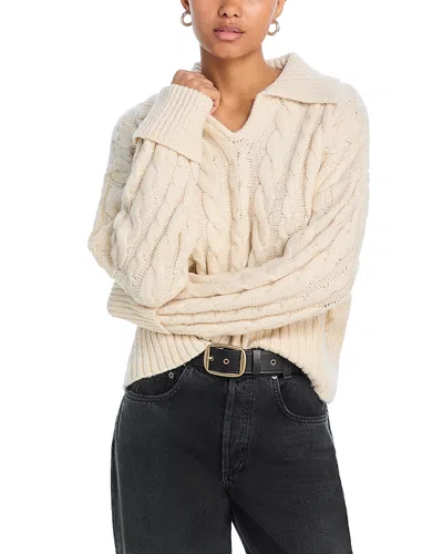 FRENCH CONNECTION COLLARED CABLE KNIT SWEATER
