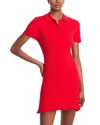 French Connection Crinkle Knit Polo Minidress In Red