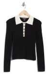 French Connection Contrast Collar Polo Sweater In Black