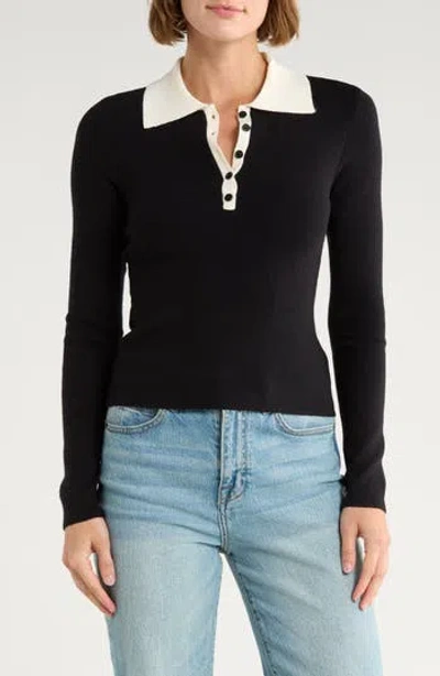 French Connection Contrast Collar Polo Sweater In Gold