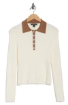French Connection Contrast Collar Polo Sweater In White